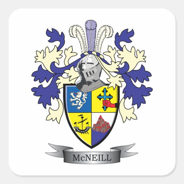 Adesivo Quadrado Casaco de armas da McNeill Family Crest (Frente)