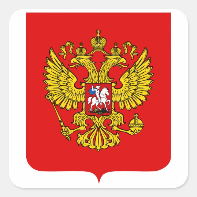 Adesivo Quadrado Casaco de armas da Rússia (Frente)