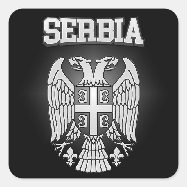 Adesivo Quadrado Casaco de armas da Sérvia (Frente)