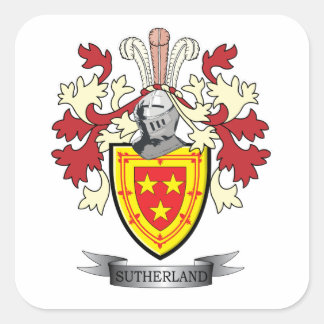 Adesivo Quadrado Casaco de armas da Sutherland Family Crest