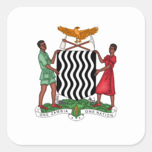 Adesivo Quadrado Casaco de Armas da Zâmbia, Zâmbia