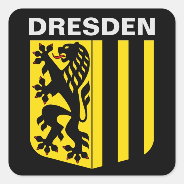 Adesivo Quadrado Casaco de Armas de Dresden, Alemanha (Frente)
