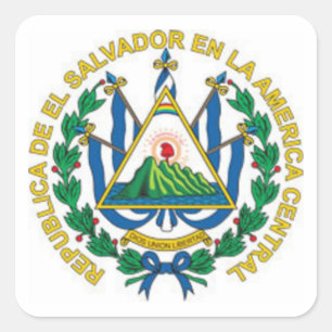 Adesivo Quadrado Casaco de Armas de El Salvador