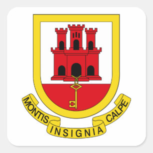 Adesivo Quadrado Casaco de Armas de Gibraltar