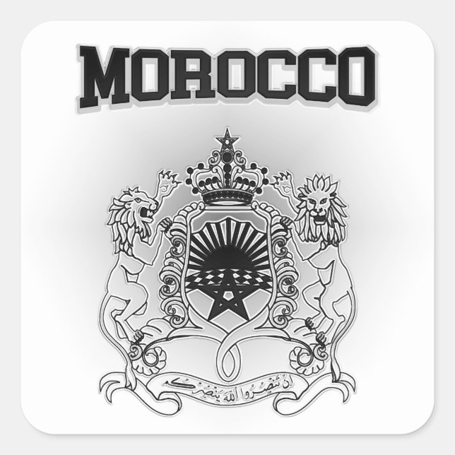 Adesivo Quadrado Casaco de armas de Marrocos (Frente)