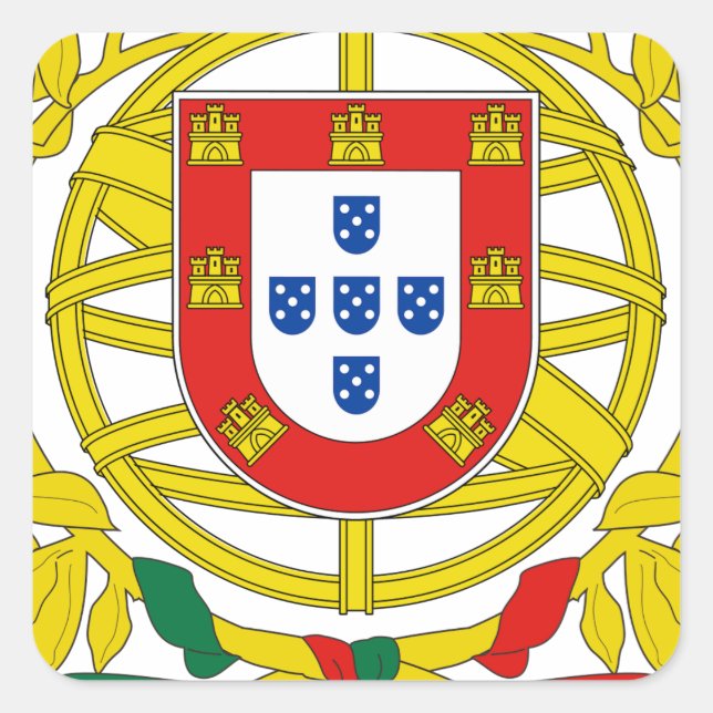 Adesivo Quadrado Casaco de Armas de Portugal (Frente)