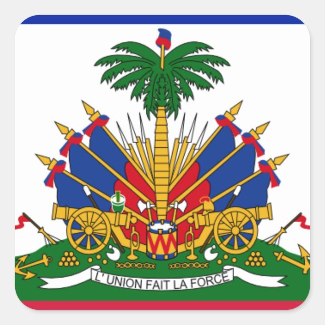 Adesivo Quadrado Casaco de armas do Haiti Flag (Frente)