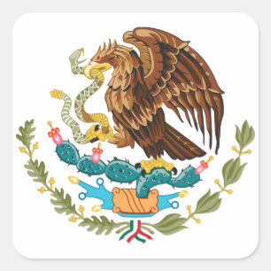 Adesivo Quadrado Casaco de Armas do México - Bandeira do México