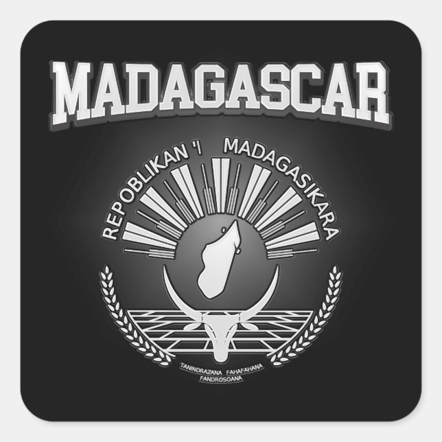 Adesivo Quadrado Casaco de Armas Madagáscar (Frente)
