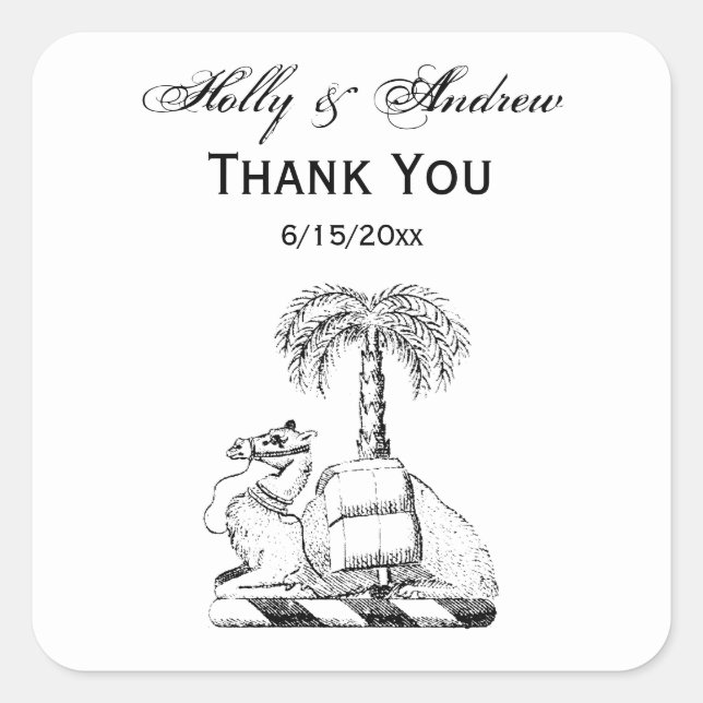 Adesivo Quadrado Casaco de Braços de Palmeira Heráldica de Camelo (Frente)