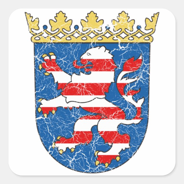 Adesivo Quadrado Casaco de braços envelhecidos de Hesse (Frente)