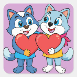 Adesivo Quadrado Casais de Critério de Corte