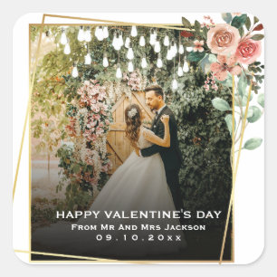 Adesivo Quadrado Casais Elegantes Foto com Citação de Amor Simples