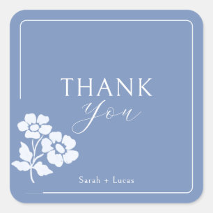 Adesivo Quadrado Casal De Casamento Floral Obrigado Sticker