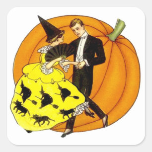 Adesivo Quadrado Casal de Halloween dançante