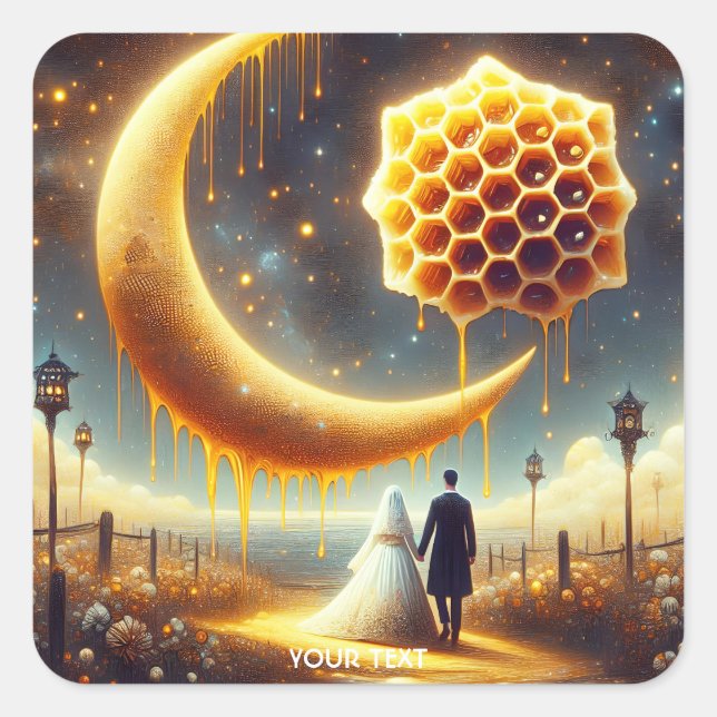Adesivo Quadrado Casal de Lua de Amor Fantasy (Frente)
