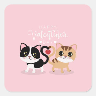Adesivo Quadrado Casal do gato dos desenhos animados