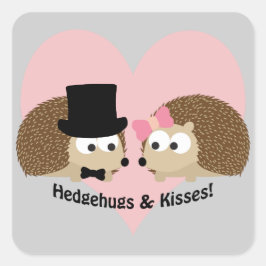 Adesivo Quadrado Casal Hedgehugs e Kisses Hedgehog