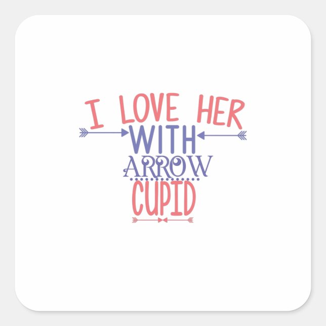 Adesivo Quadrado Casal Presente Eu A Amo Com Cupido De Seta (Frente)