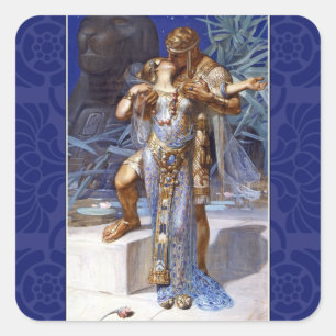 Adesivo Quadrado Casal romântico Anthony do vintage e beijo de