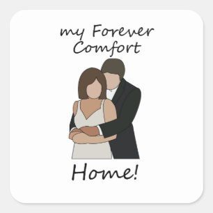 Adesivo Quadrado Casal Romântico Meu Lar de Conforto Eterno Casamen