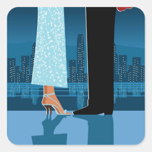 Adesivo Quadrado Casal romântico na cidade