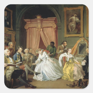 Adesivo Quadrado Casamento a la Mode: IV, The Toilette, c.1743 (óle