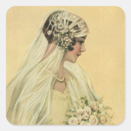 Adesivo Quadrado Casamento Antigo, Retrato Nupcial de Noiva Vitoria