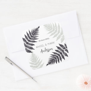 Adesivo Quadrado Casamento ao ar livre do Jardim Florestal Ferns