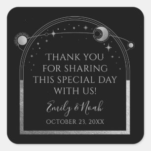 Adesivo Quadrado Casamento Astronômico da Lua do Sol Negro Místico