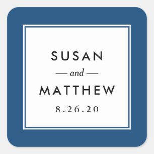 Adesivo Quadrado Casamento Azul de Marinho de Fronteira Clássica