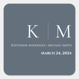 Adesivo Quadrado Casamento Azul e Branco-