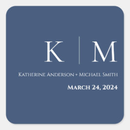 Adesivo Quadrado Casamento Azul Escuro e Branco-