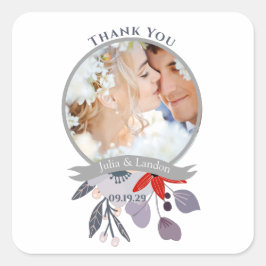 Adesivo Quadrado Casamento Azul Floral Azul Púrpura Vermelha Escamu