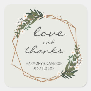 Adesivo Quadrado Casamento Boho Elegante Dourado Geométrico com Fol