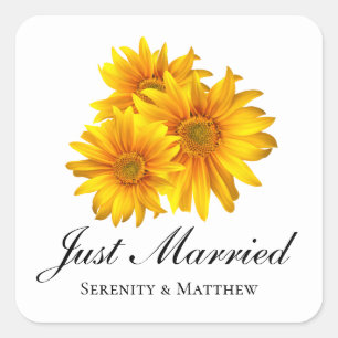Adesivo Quadrado Casamento Boho Sunflowers País Recém-Casados