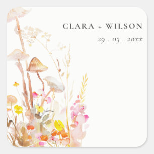 Adesivo Quadrado Casamento Botânico de Chic Wildflower Autumn