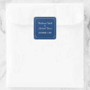 Adesivo Quadrado Casamento branco e azul-Marinho minimalista elegan
