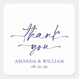 Adesivo Quadrado Casamento Branco Elegante Obrigado Sticker