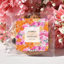 Adesivo Quadrado Casamento Brilhante, Cor-de-rosa-claro e cor-de-ro