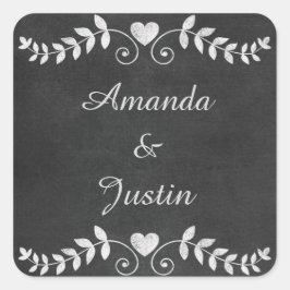 Adesivo Quadrado Casamento Cardíaco Personalizado