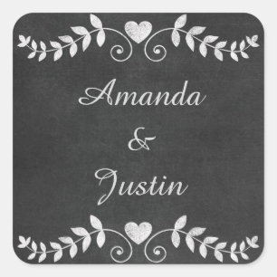 Adesivo Quadrado Casamento Cardíaco Personalizado