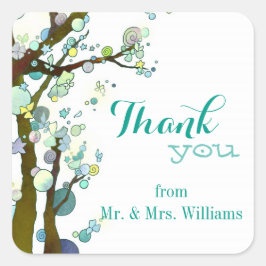 Adesivo Quadrado Casamento Chic White Country Obrigado