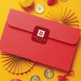 Adesivo Quadrado Casamento Chinês de Felicidade Dupla Quadrada Clás