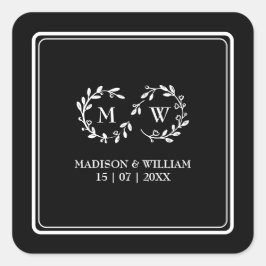 Adesivo Quadrado Casamento Clássico Negro e Branco Moderno