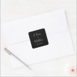 Adesivo Quadrado Casamento Clássico Negro Elegante Minimalista<br><div class="desc">Personalize facilmente substituindo cada informação. Verifique a visualização antes de adicionar ao carrinho. Exibir o link de coleção nesta página para ver todos os itens correspondentes neste design.</div>