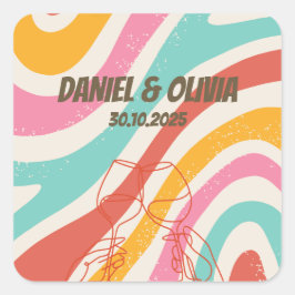 Adesivo Quadrado Casamento Colorido Minimalista