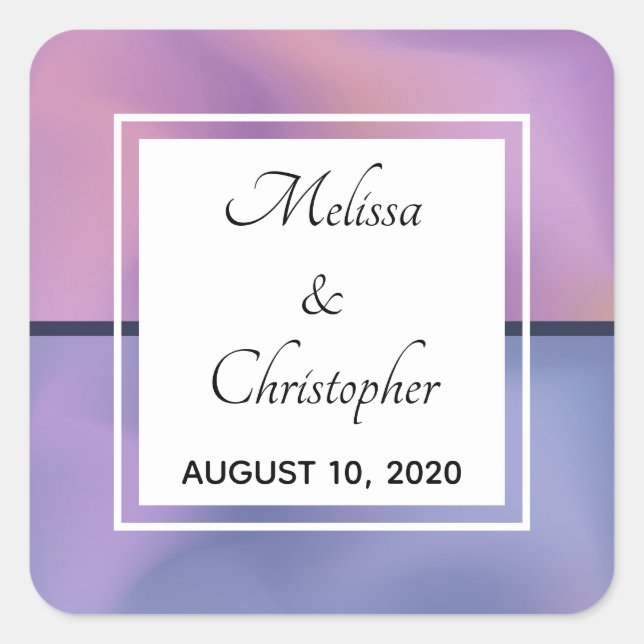 Adesivo Quadrado Casamento com Abstrato de Suplente e Rosa Moderno (Frente)