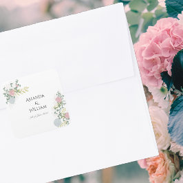 Adesivo Quadrado Casamento com Aquarela Floral Fina