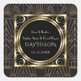 Adesivo Quadrado Casamento com Glam Royal Dourado Art Deco 20s